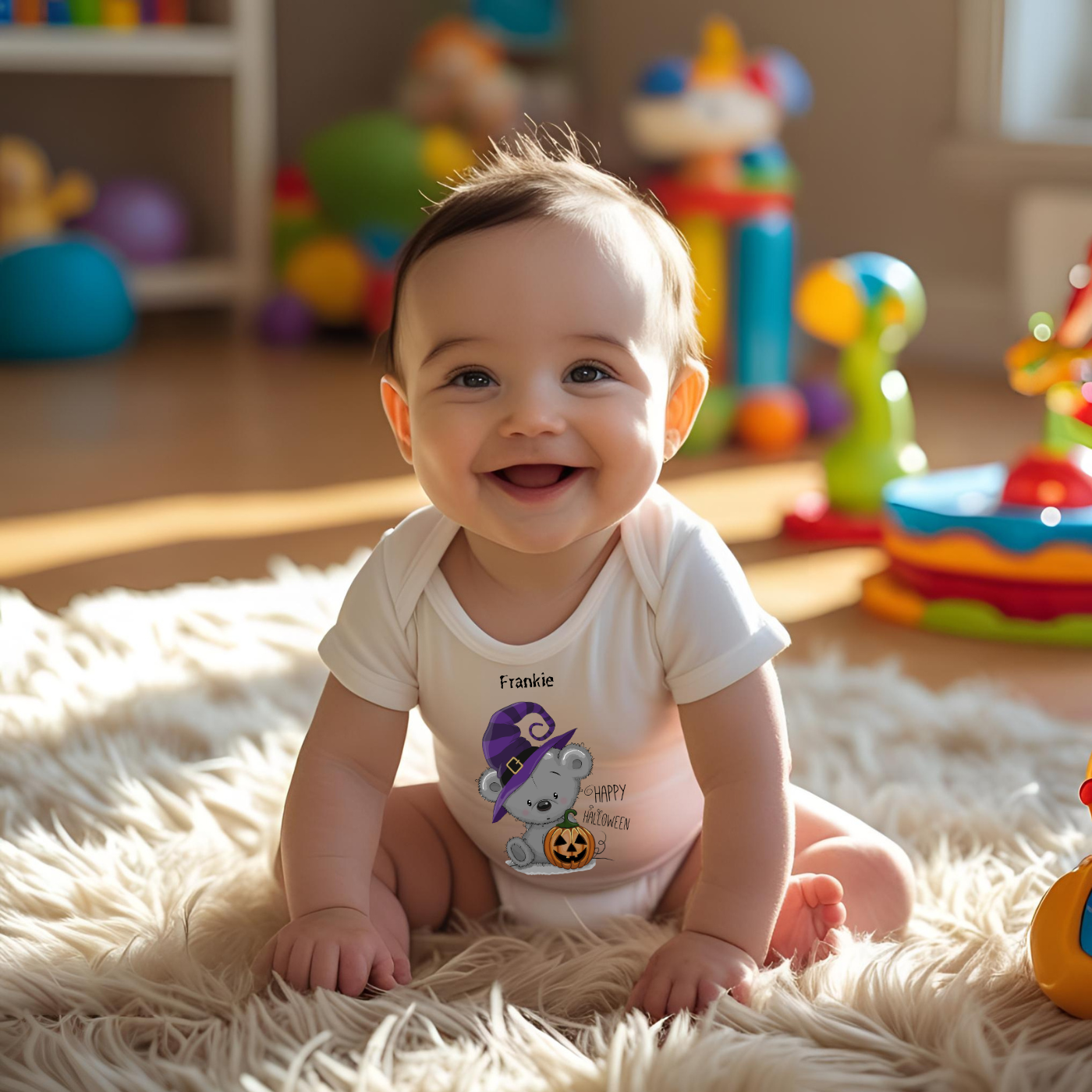 Halloween Bear, Baby short sleeve bodysuit, 100% Cotton.