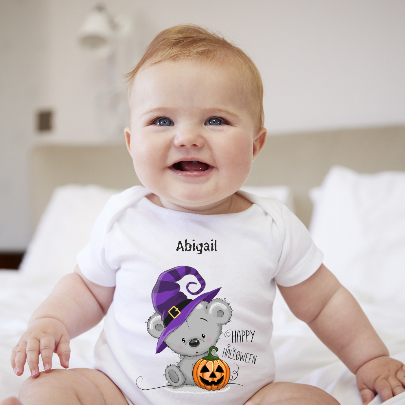 Halloween Bear, Baby short sleeve bodysuit, 100% Cotton.