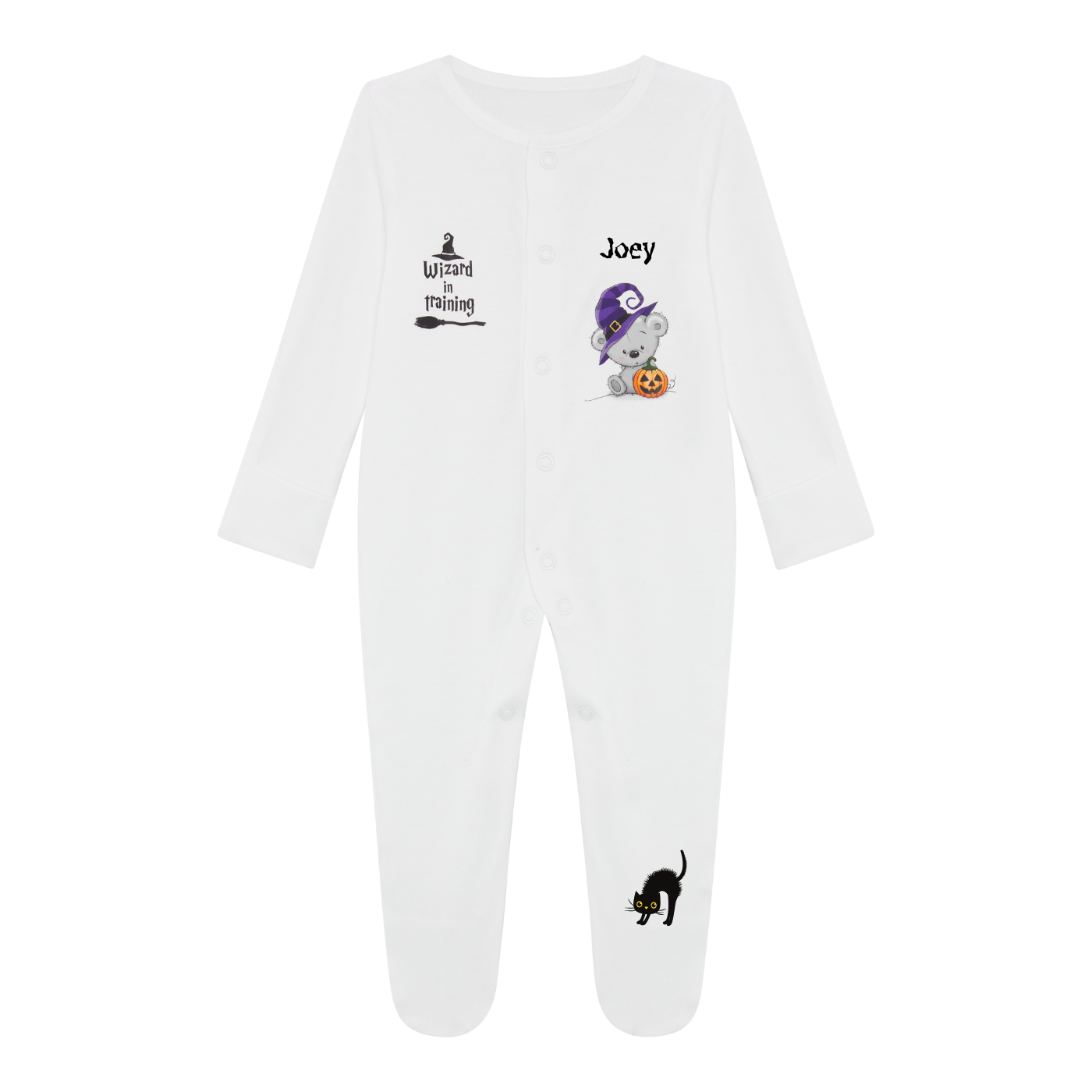 Halloween personalised Baby Sleepsuit