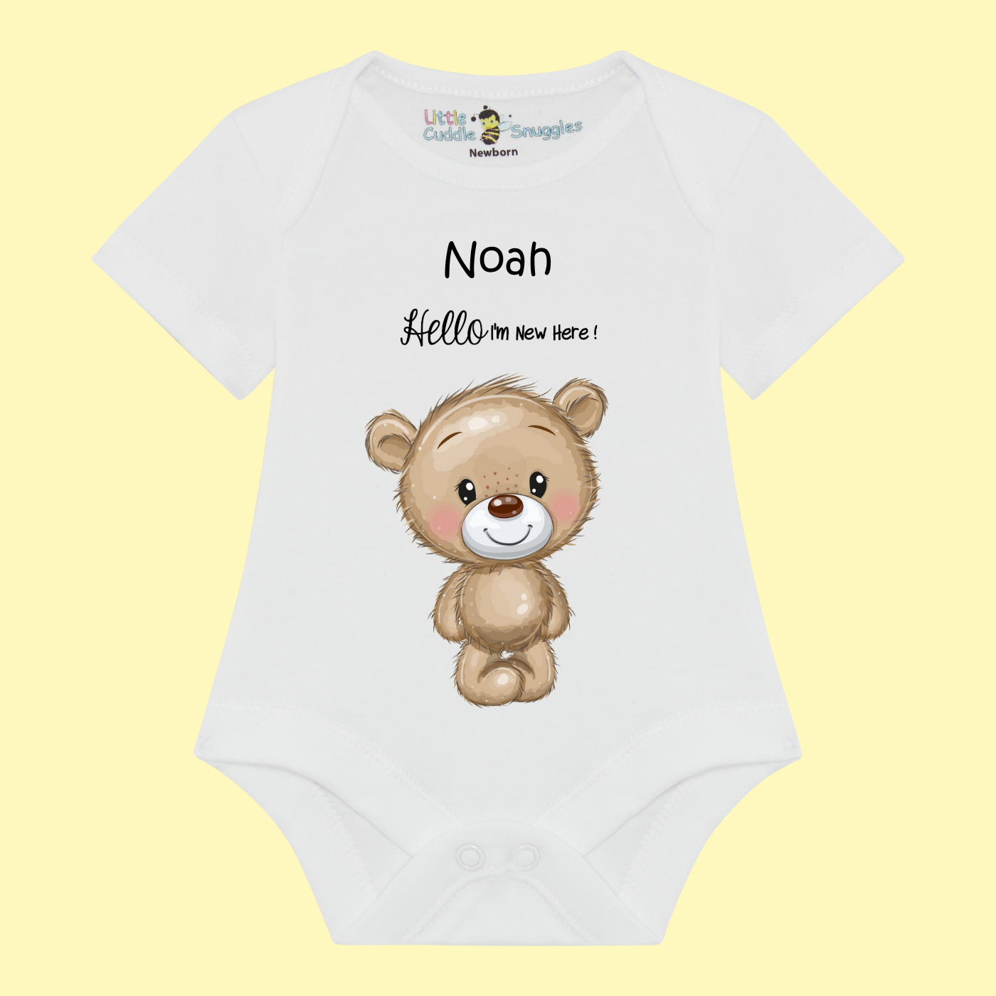 Teddy Baby bodysuit  'I'm New Here!'