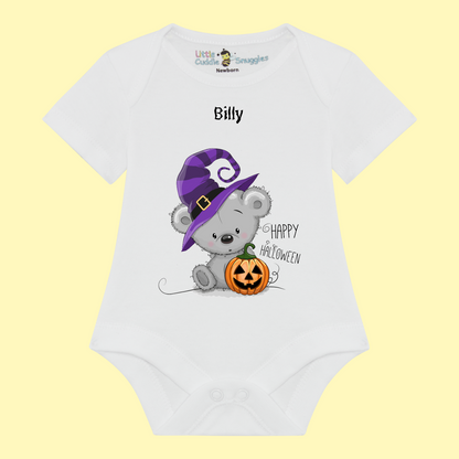 Halloween Bear, Baby short sleeve bodysuit, 100% Cotton.