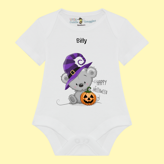 Halloween Bear, Baby short sleeve bodysuit, 100% Cotton.