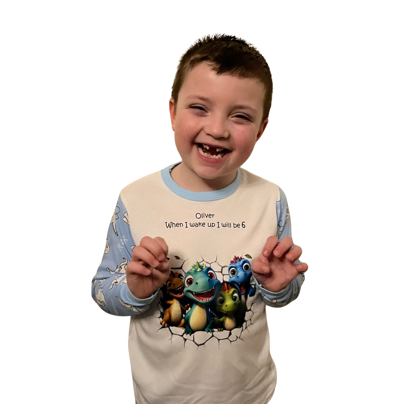 Personalised blue Dino Pyjamas