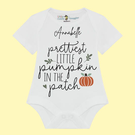 Halloween personalised baby vest 'Prettiest little pumpkin in the patch'