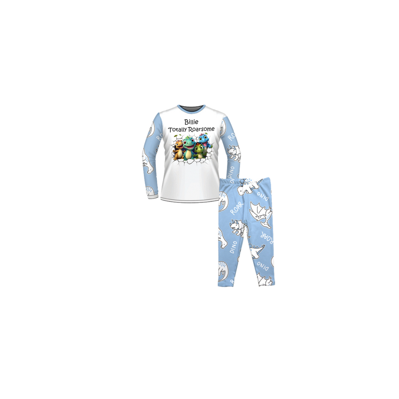 Personalised blue Dino Pyjamas