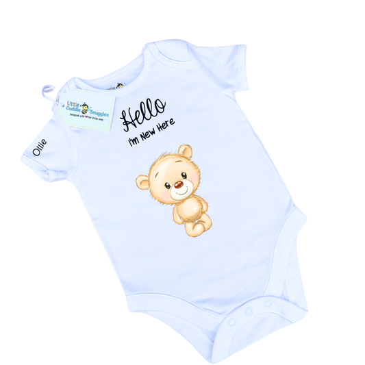 Teddy Baby Vest Gift 'I'm New Here!'